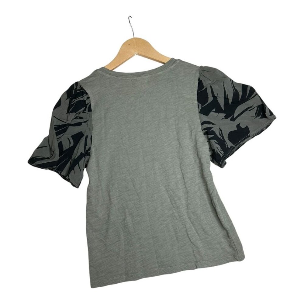 Anthropologie T. LA Puffy Camo Short‎ Sleeve Shirt size XS Green - Picture 5 of 7